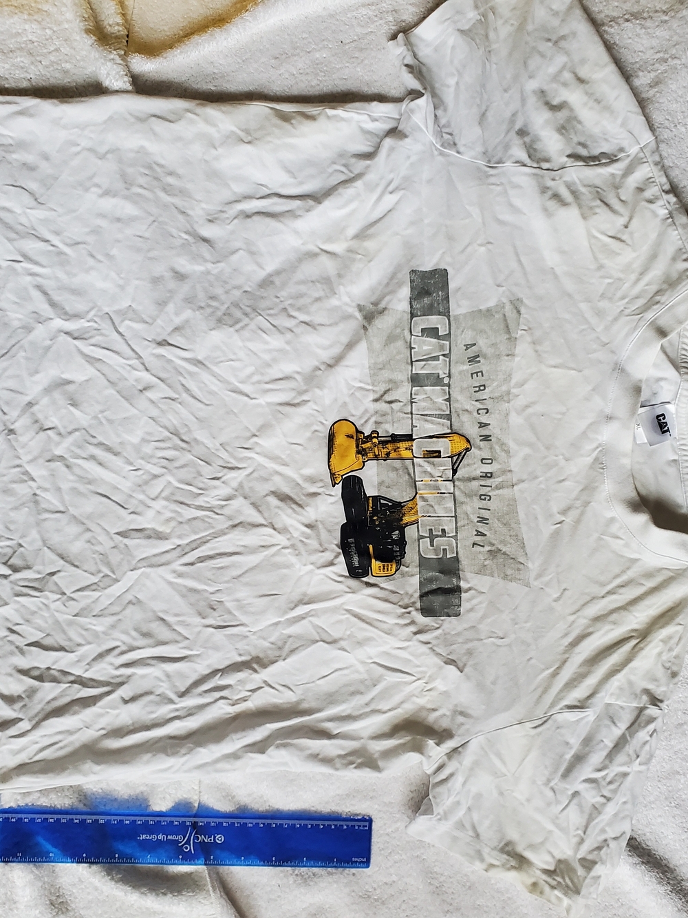 CAT Caterpillar Graphic T-Shirt Mens XL White Excavator American Original Tee